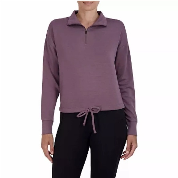 Gaiam Women's Small Sparrow Purple Hudson Cinched Mock Neck Sweatshirt Top - XS - Picture 1 of 9